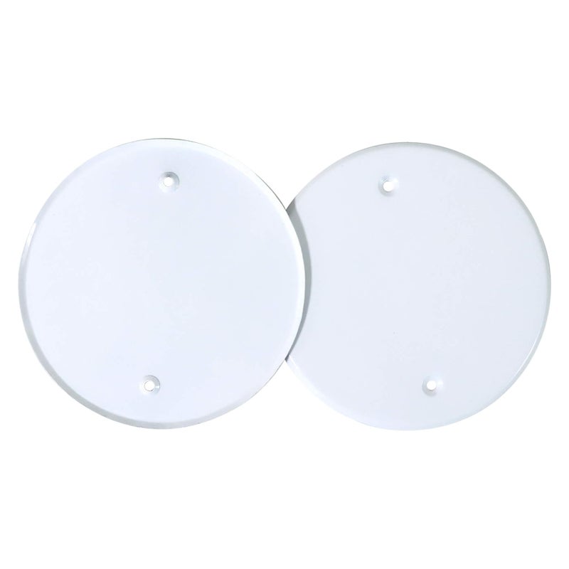 Bueyfolt 5 Inch White Metal Ceiling Blank-Up Cover, Cover Plate For 4 Inch Round/Octagon Box Openings On Ceilings Or Walls, Holes Are Spaced 3.5 Inches, Mounting Screws Included (4 Pack) - Image 3